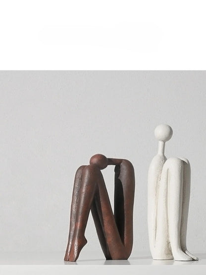 Matchstick Man Sculpture Bookend Set Minimalist Resin Art Decor Pair - Chic Chambers