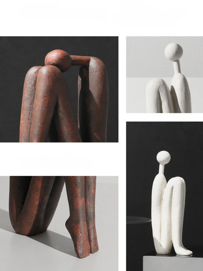 Matchstick Man Sculpture Bookend Set Minimalist Resin Art Decor Pair - Chic Chambers