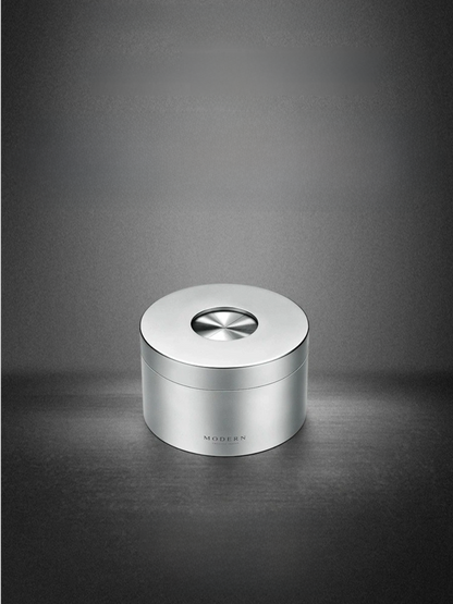Modern Rotating Lid Stainless Steel Ashtray with Hand-Polished Finish - Chic Chambers