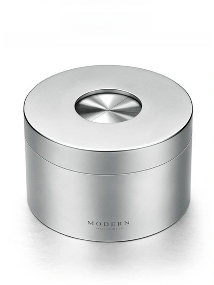 Modern Rotating Lid Stainless Steel Ashtray with Hand-Polished Finish - Chic Chambers