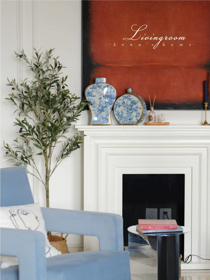 Artistic Blue and White Porcelain Vase Set with Gold Detailing - Chic Chambers