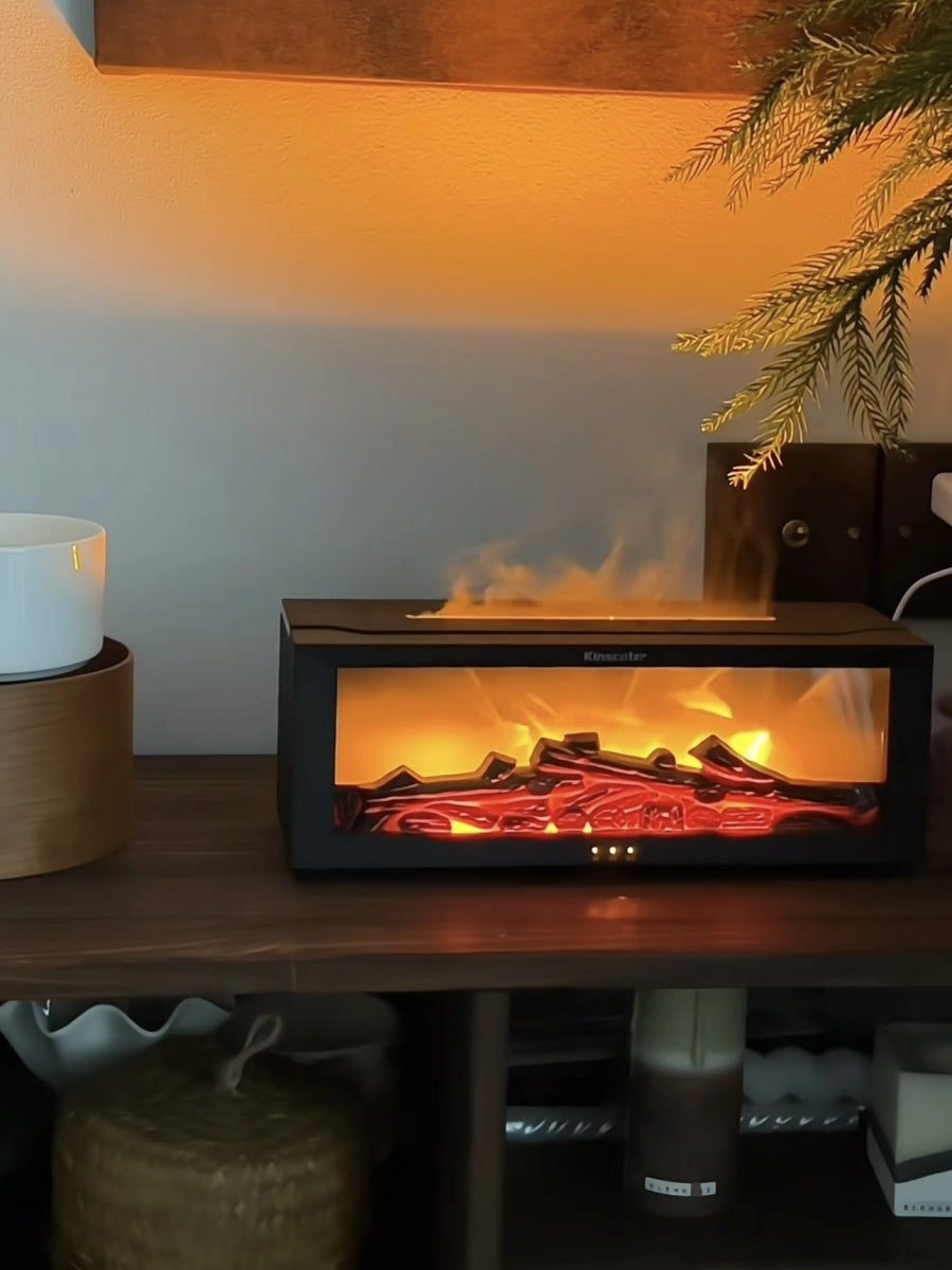 Flame Fireplace Aroma Diffuser Humidifier with Ambient Light for Home and Bedroom - Chic Chambers