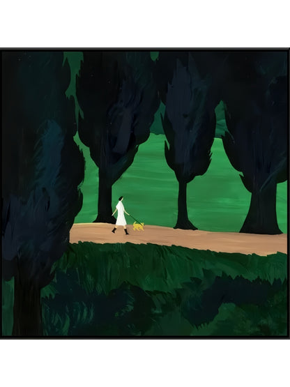 Into the Forest Dog Walking Canvas Art