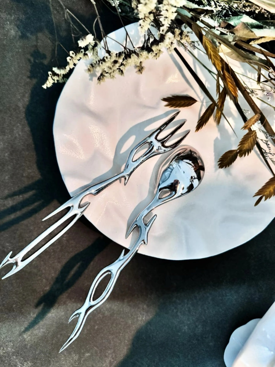 Silver Spine Inspired Flatware Set 3PCS Cyber Inspired Gift Set - Chic Chambers