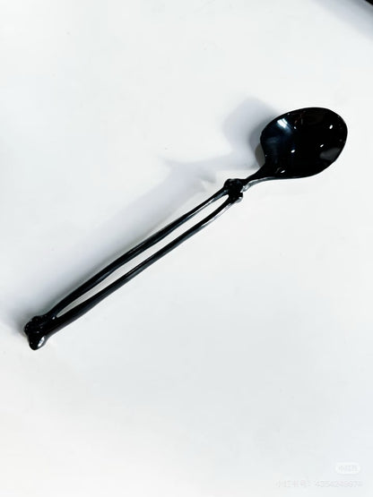 Matte Black Spine Inspired Flatware Set 316 Stainless Steel Knife Fork Spoon Gift Box - Chic Chambers