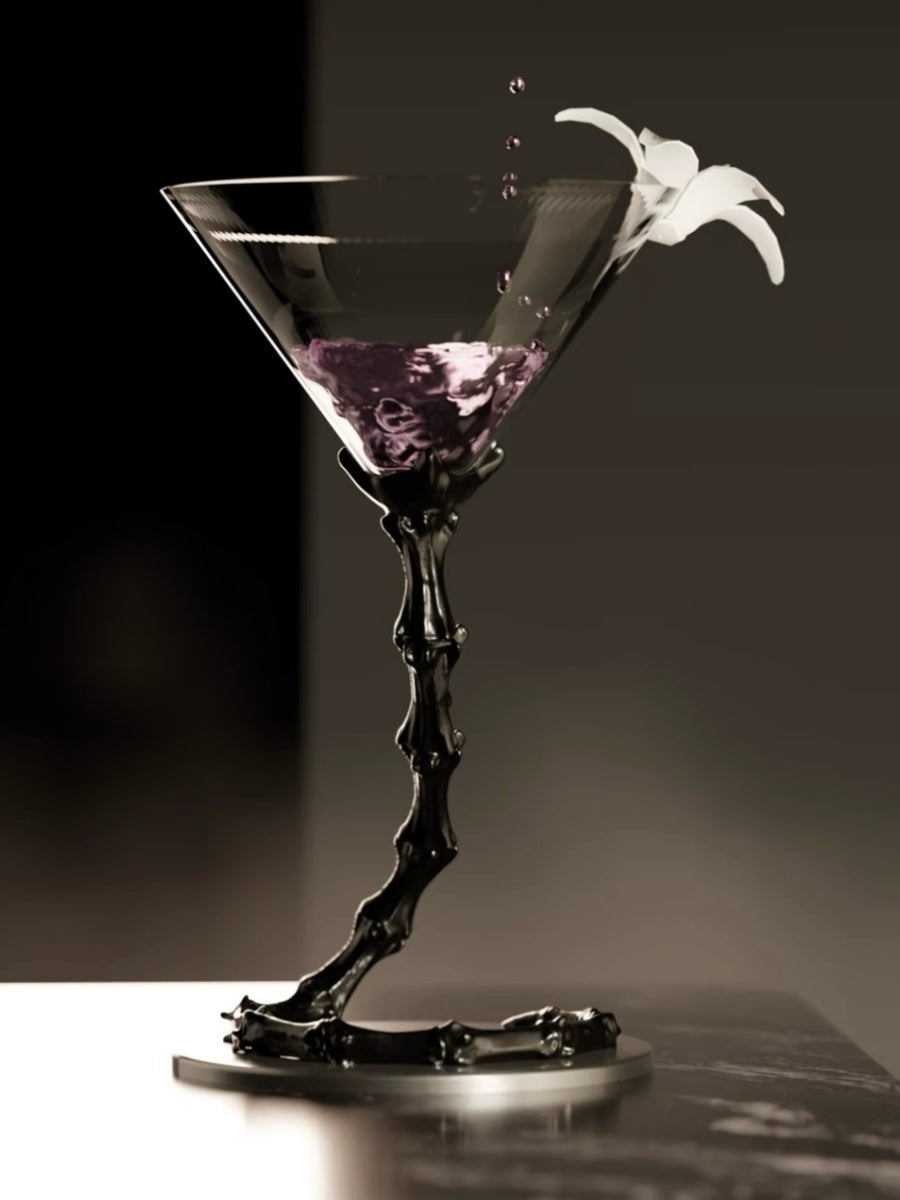 Spine-Inspired Crystal Martini Glass Statement Cocktail Cup - Chic Chambers