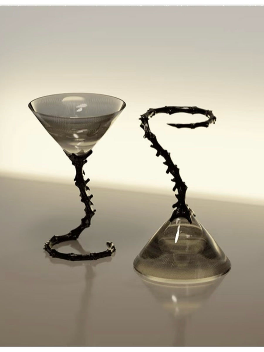 Spine-Inspired Crystal Martini Glass Statement Cocktail Cup - Chic Chambers