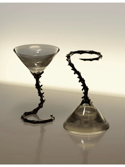 Spine-Inspired Crystal Martini Glass Statement Cocktail Cup - Chic Chambers