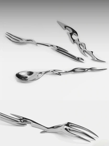 Silver Spine Inspired Flatware Set 3PCS Cyber Inspired Gift Set - Chic Chambers