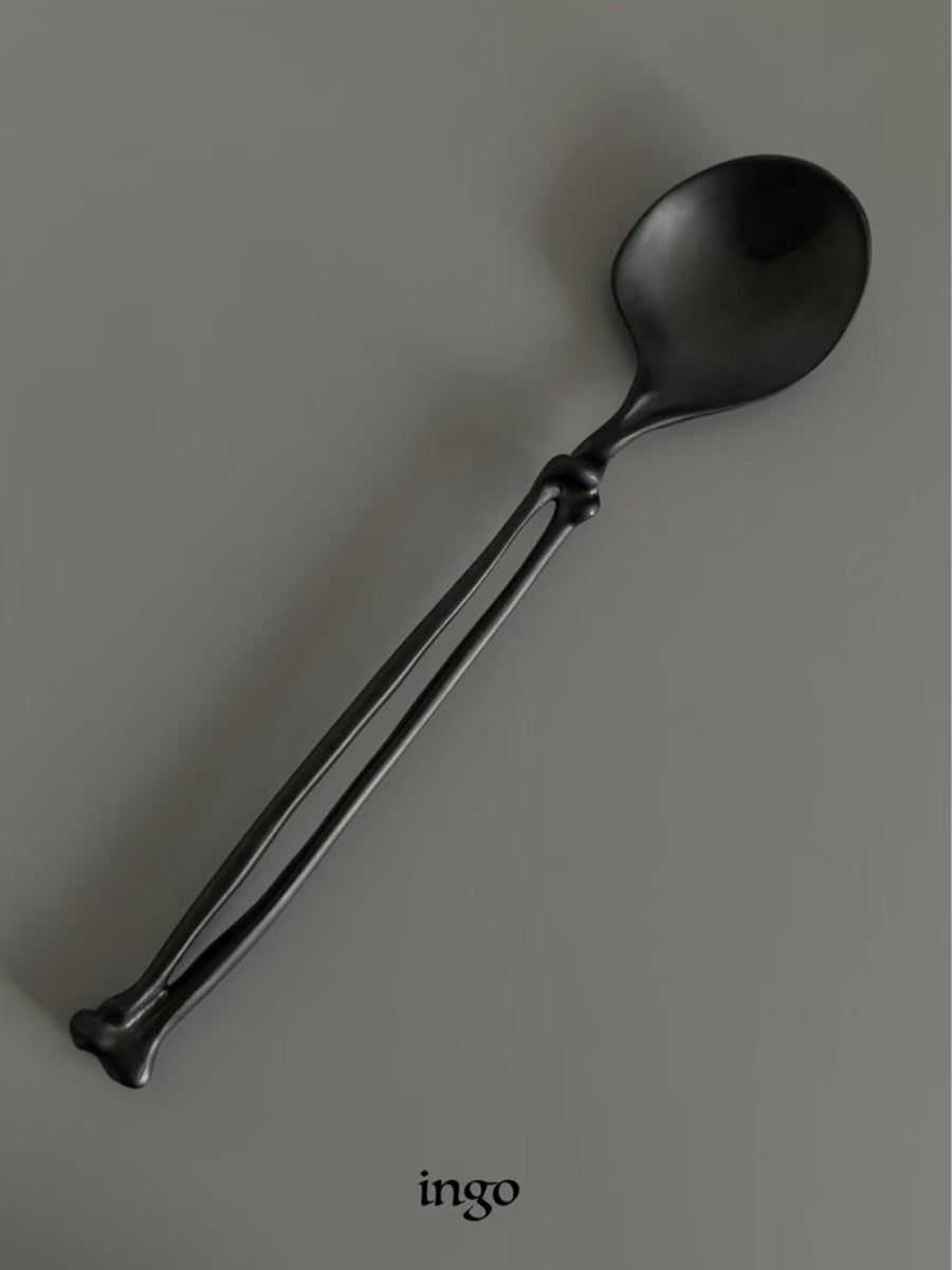 Matte Black Spine Inspired Flatware Set 316 Stainless Steel Knife Fork Spoon Gift Box - Chic Chambers