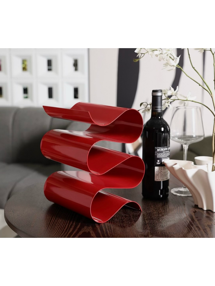 Sculptural Curved Metal Wine Rack Modern Minimalist Art for Home Bar - Chic Chambers