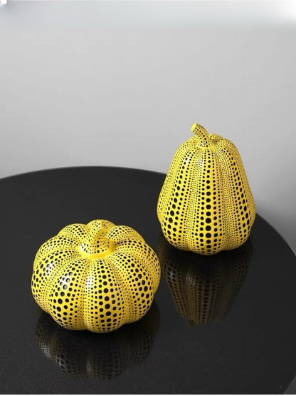 Polka Dot Resin Pumpkin Sculpture - Chic Chambers