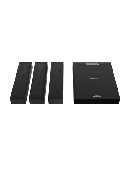 Matte Black Spine Inspired Flatware Set 316 Stainless Steel Knife Fork Spoon Gift Box - Chic Chambers