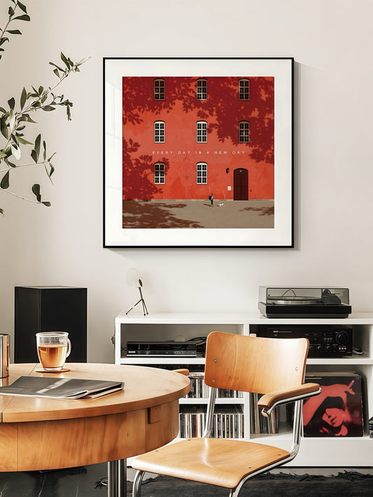Brick Red Building Canvas Art Print with Black Frame 40*40 CM/50*50 MM - Chic Chambers