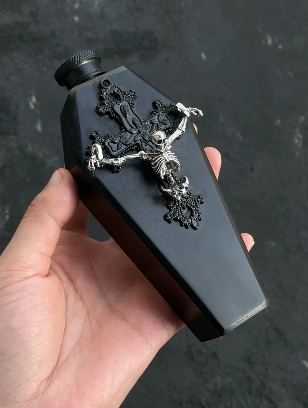 Skeleton Themed Handmade Wine Flask or Storage Box Gothic Stainless Steel Decor - Chic Chambers