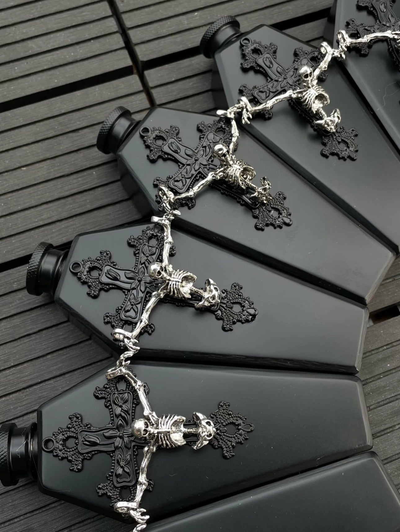 Skeleton Themed Handmade Wine Flask or Storage Box Gothic Stainless Steel Decor - Chic Chambers