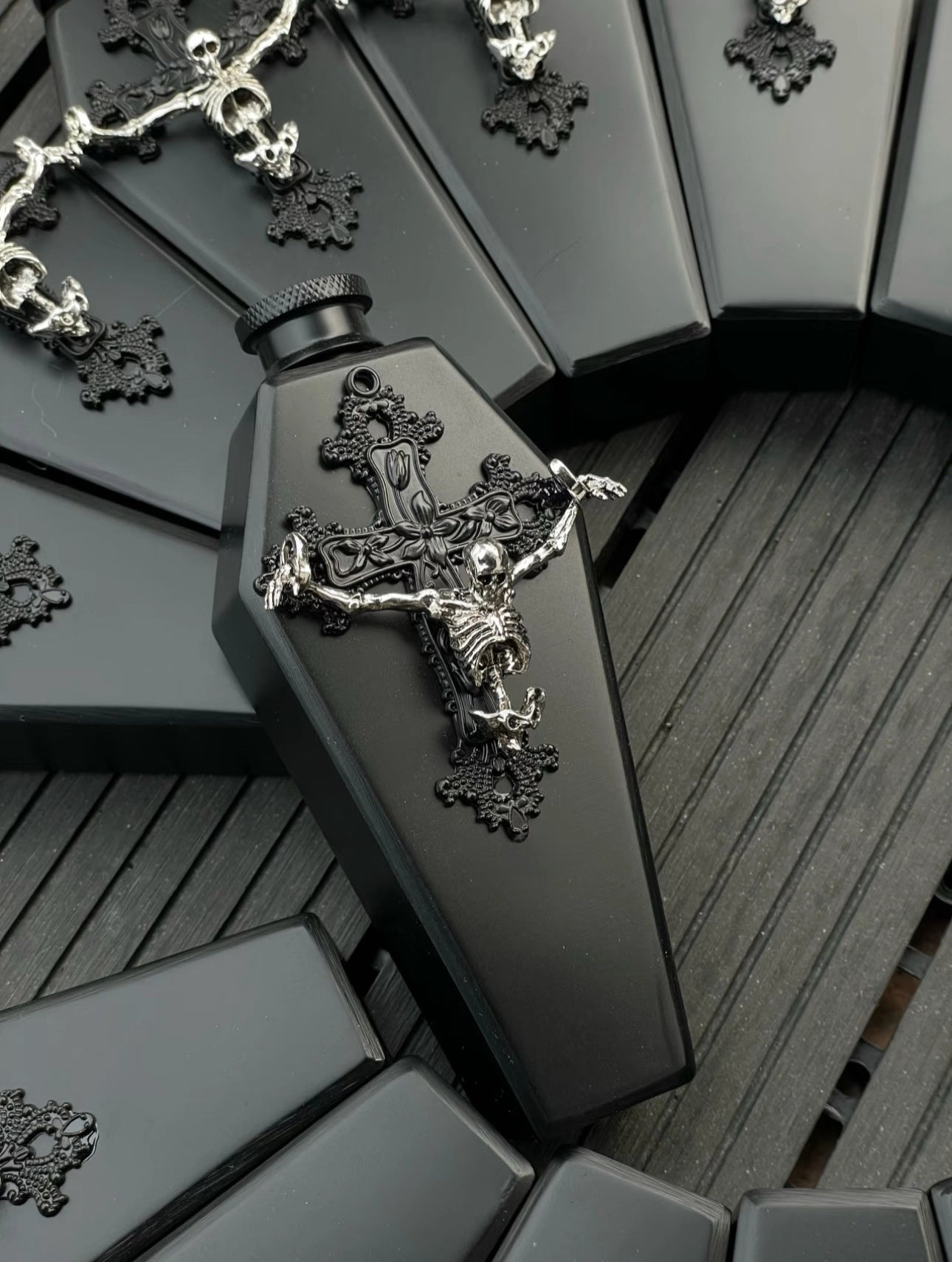 Skeleton Themed Handmade Wine Flask or Storage Box Gothic Stainless Steel Decor - Chic Chambers