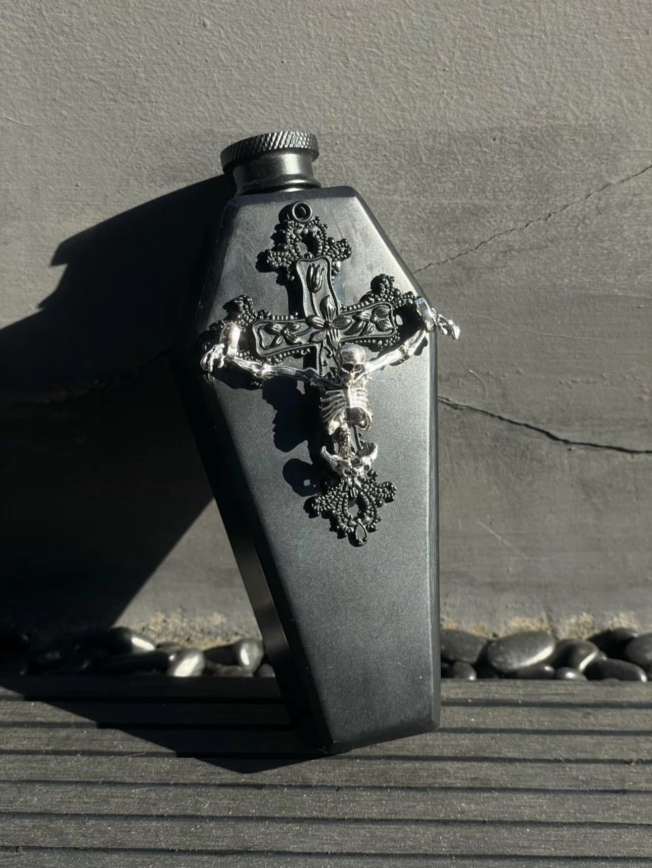 Skeleton Themed Handmade Wine Flask or Storage Box Gothic Stainless Steel Decor - Chic Chambers
