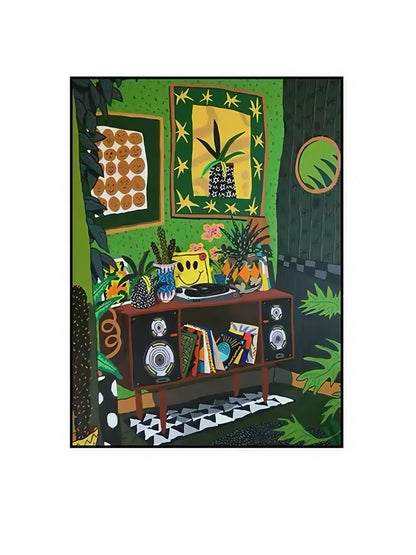 Colorful Room Canvas Art with Black Frame Vibrant Interior Mood Painting 30*40 CM - Chic Chambers
