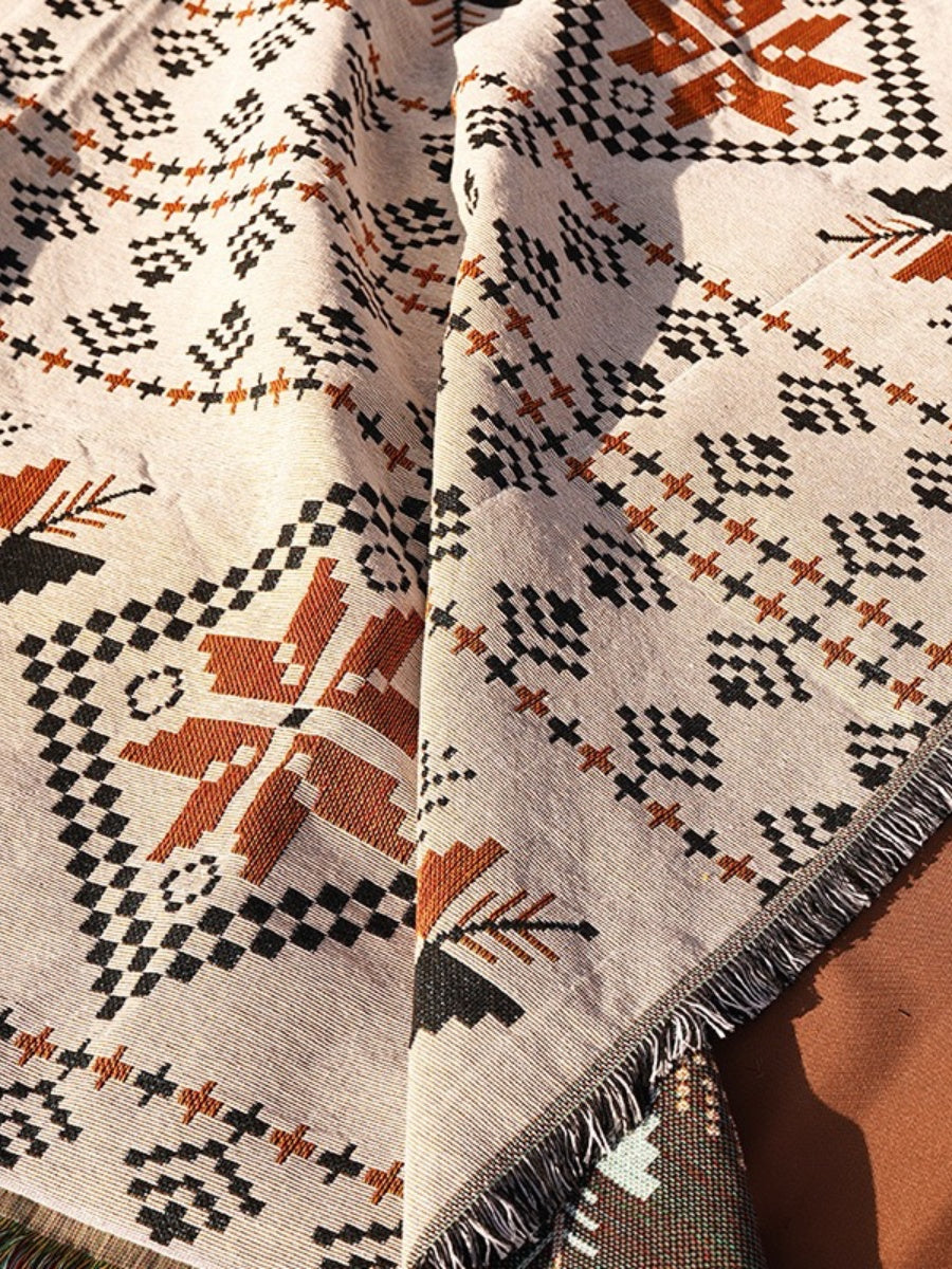 Bohemian Outdoor Picnic and Beach Blanket Thick Woven Portable Throw Easy to Fold and Carry - Chic Chambers