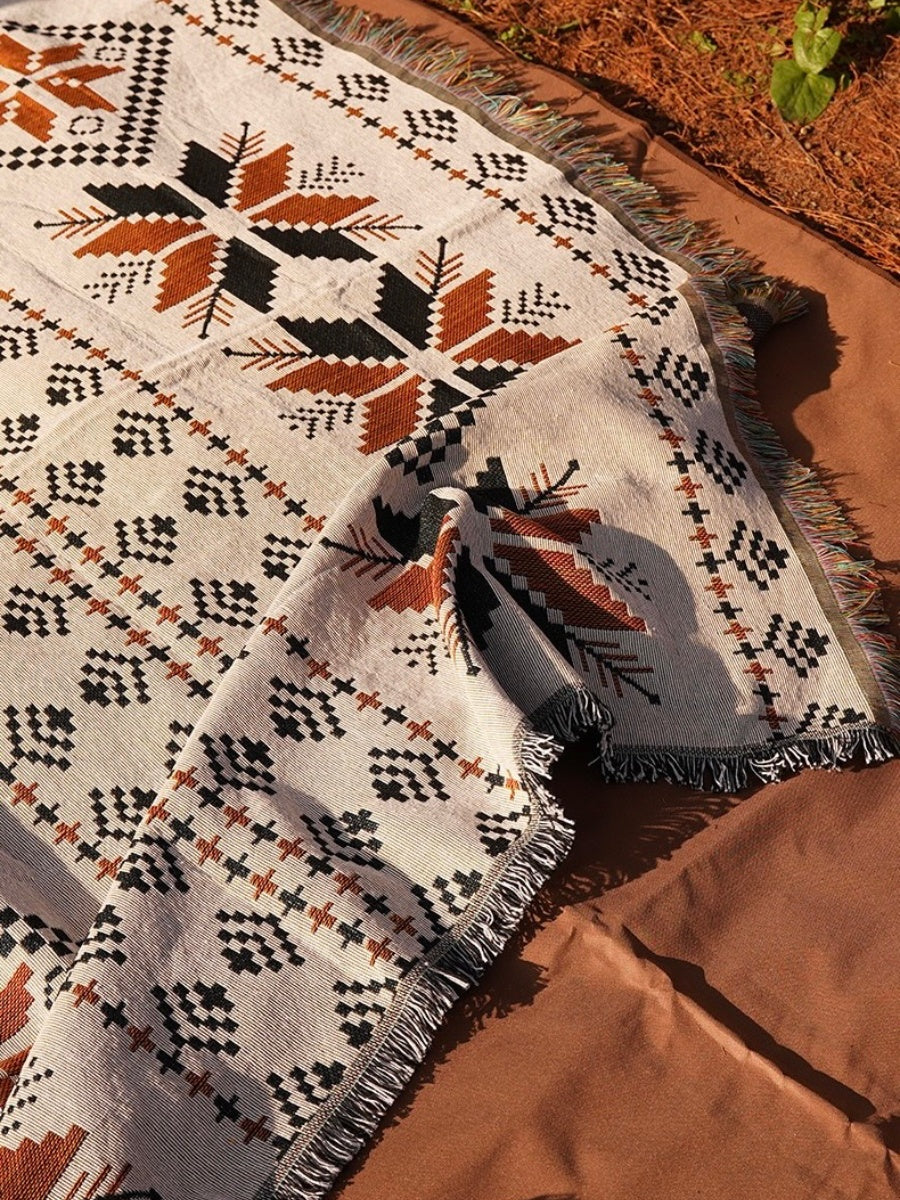 Bohemian Outdoor Picnic and Beach Blanket Thick Woven Portable Throw Easy to Fold and Carry - Chic Chambers