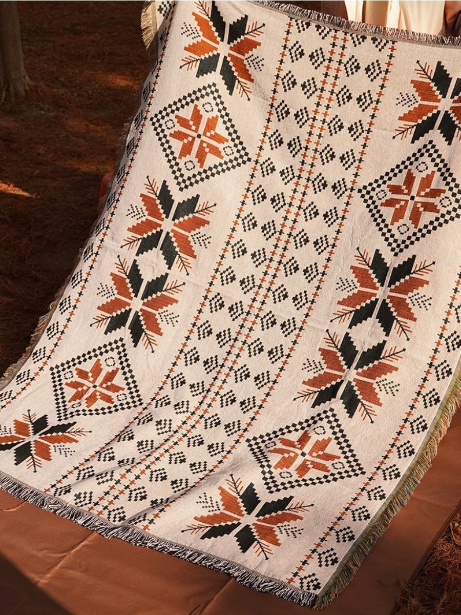 Bohemian Outdoor Picnic and Beach Blanket Thick Woven Portable Throw Easy to Fold and Carry - Chic Chambers