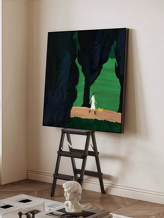 Into the Forest Dog Walking Canvas Art with Black Frame 40*40 CM/50*50 CM - Chic Chambers