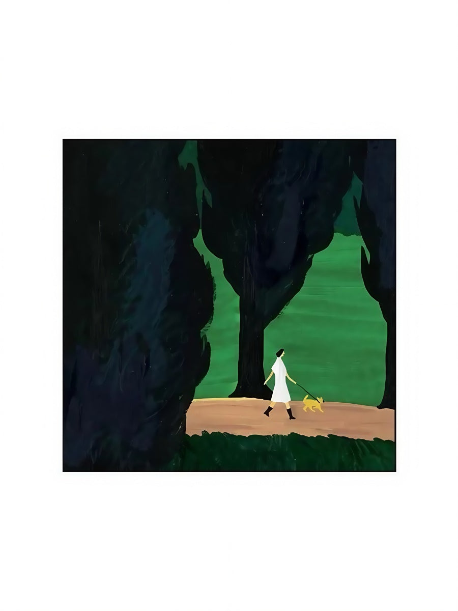 Into the Forest Dog Walking Canvas Art with Black Frame 40*40 CM/50*50 CM - Chic Chambers