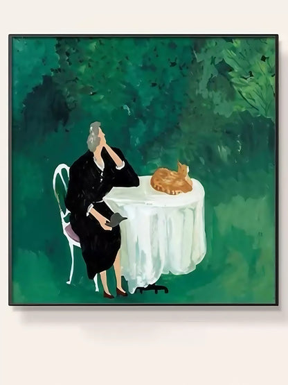 Artistic Canvas Wall Art with Black Frame – People Pets and Everyday Moments 40*40 CM/50*50 MM - Chic Chambers