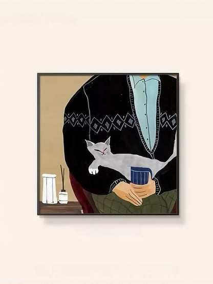 Artistic Canvas Wall Art with Black Frame – People Pets and Everyday Moments 40*40 CM/50*50 MM - Chic Chambers