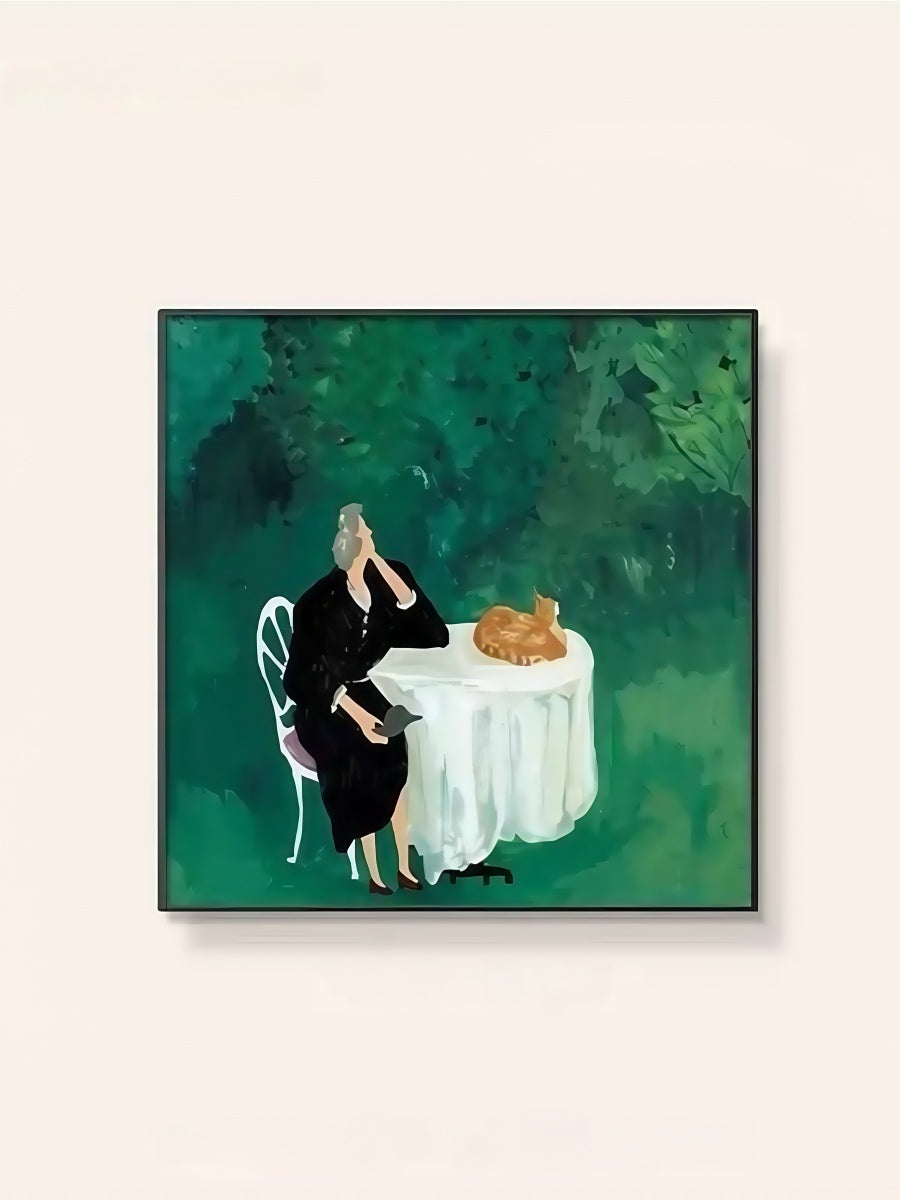 Artistic Canvas Wall Art with Black Frame – People Pets and Everyday Moments 40*40 CM/50*50 MM - Chic Chambers