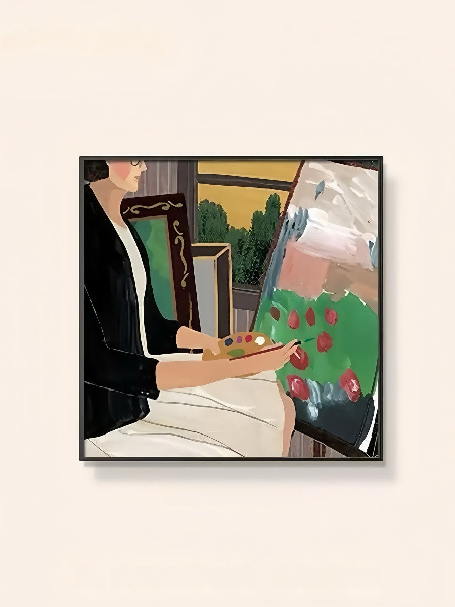 Artistic Canvas Wall Art with Black Frame – People Pets and Everyday Moments 40*40 CM/50*50 MM - Chic Chambers