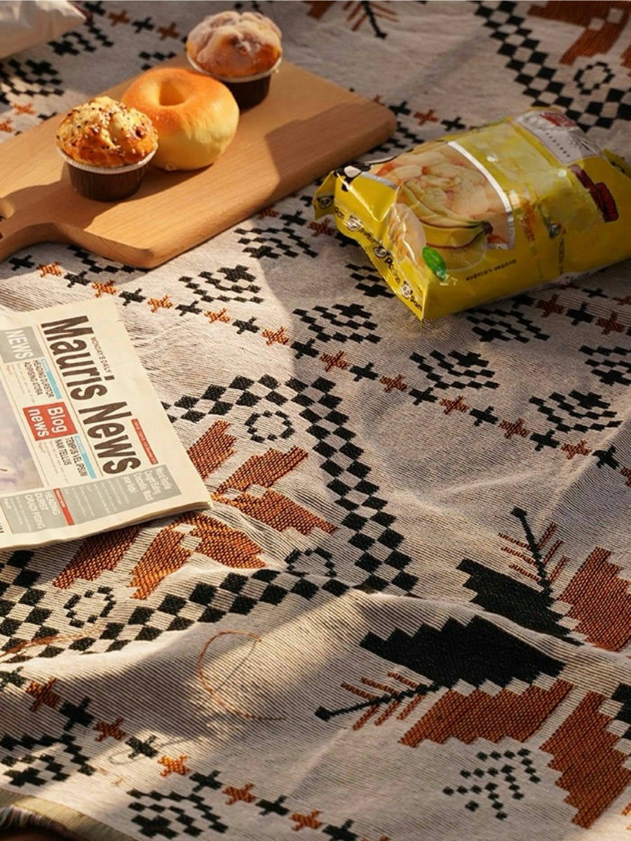 Bohemian Outdoor Picnic and Beach Blanket Thick Woven Portable Throw Easy to Fold and Carry - Chic Chambers