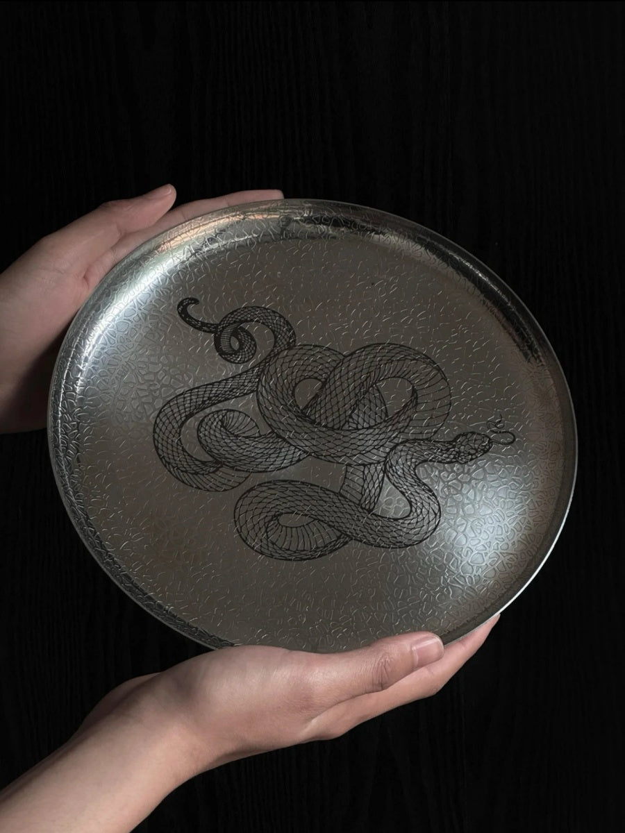 Engraved Snake Stainless Steel Tray - Chic Chambers