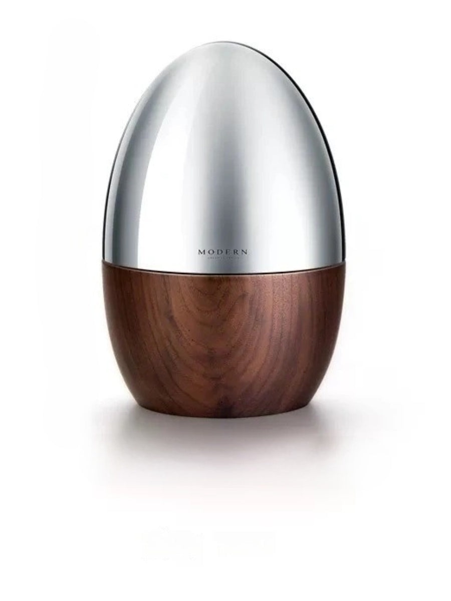 Egg-Shaped Luxury Dessert Fork and Spoon Set with Walnut Wood Base - Chic Chambers