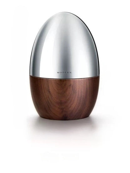 Egg-Shaped Luxury Dessert Fork and Spoon Set with Walnut Wood Base - Chic Chambers