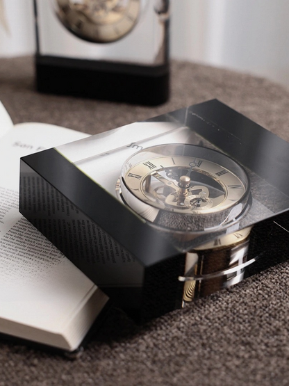 Crystal Mechanical Clock with Roman Numerals Timeless Design - Chic Chambers