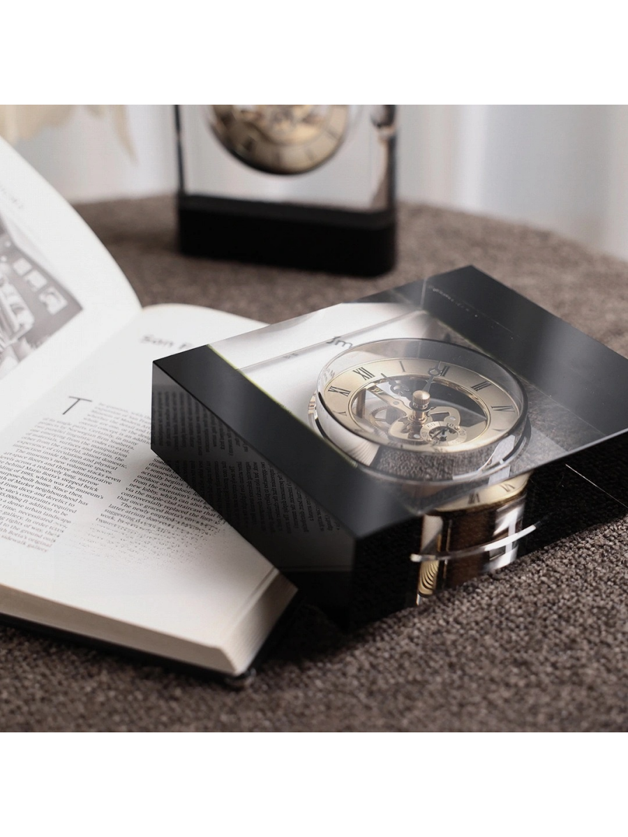 Crystal Mechanical Clock with Roman Numerals Timeless Design - Chic Chambers