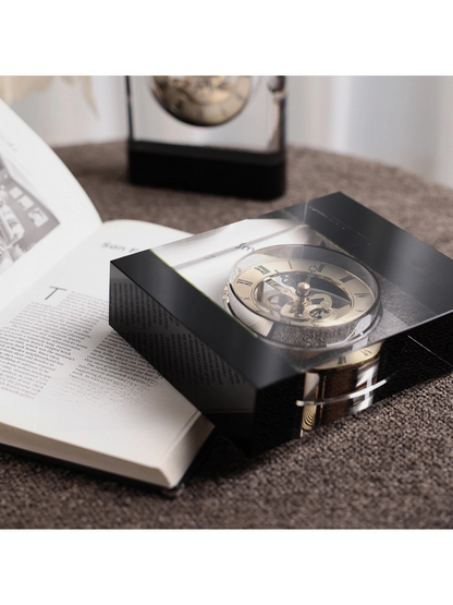 Crystal Mechanical Clock with Roman Numerals Timeless Design - Chic Chambers