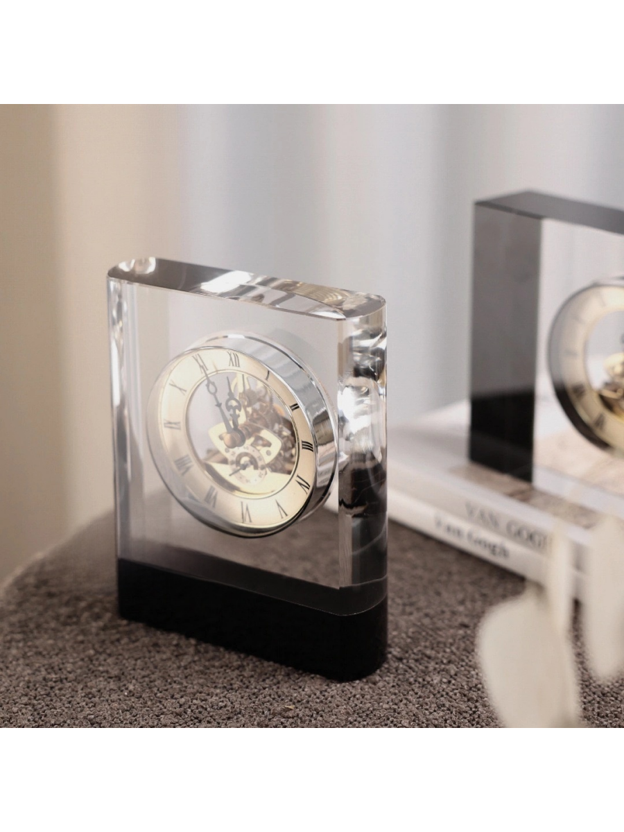 Crystal Mechanical Clock with Roman Numerals Timeless Design - Chic Chambers
