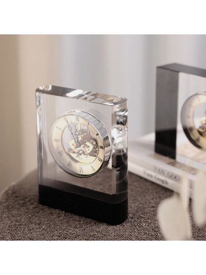 Crystal Mechanical Clock with Roman Numerals Timeless Design - Chic Chambers