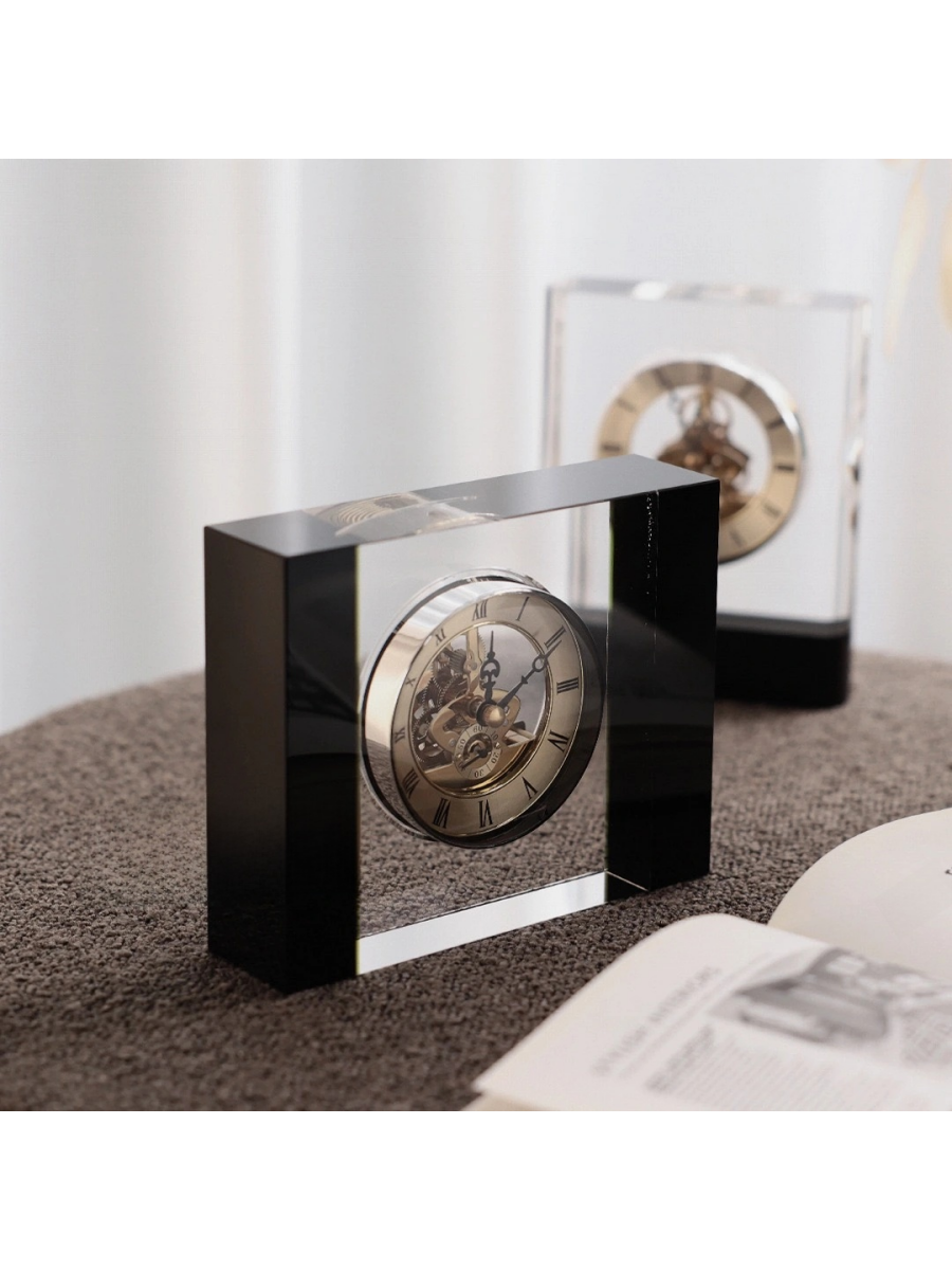 Crystal Mechanical Clock with Roman Numerals Timeless Design - Chic Chambers