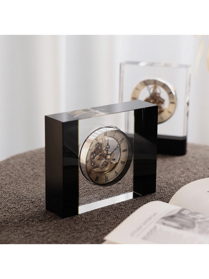 Crystal Mechanical Clock with Roman Numerals Timeless Design - Chic Chambers