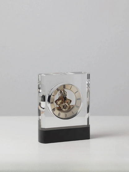 Crystal Mechanical Clock with Roman Numerals Timeless Design - Chic Chambers