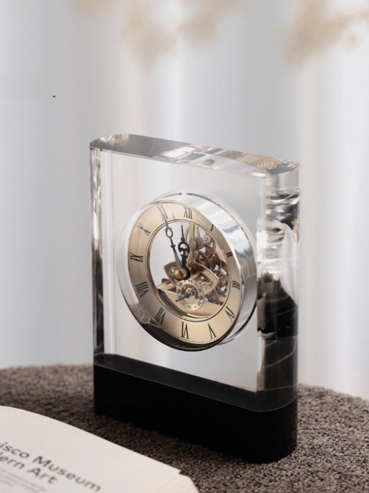 Crystal Mechanical Clock with Roman Numerals Timeless Design - Chic Chambers