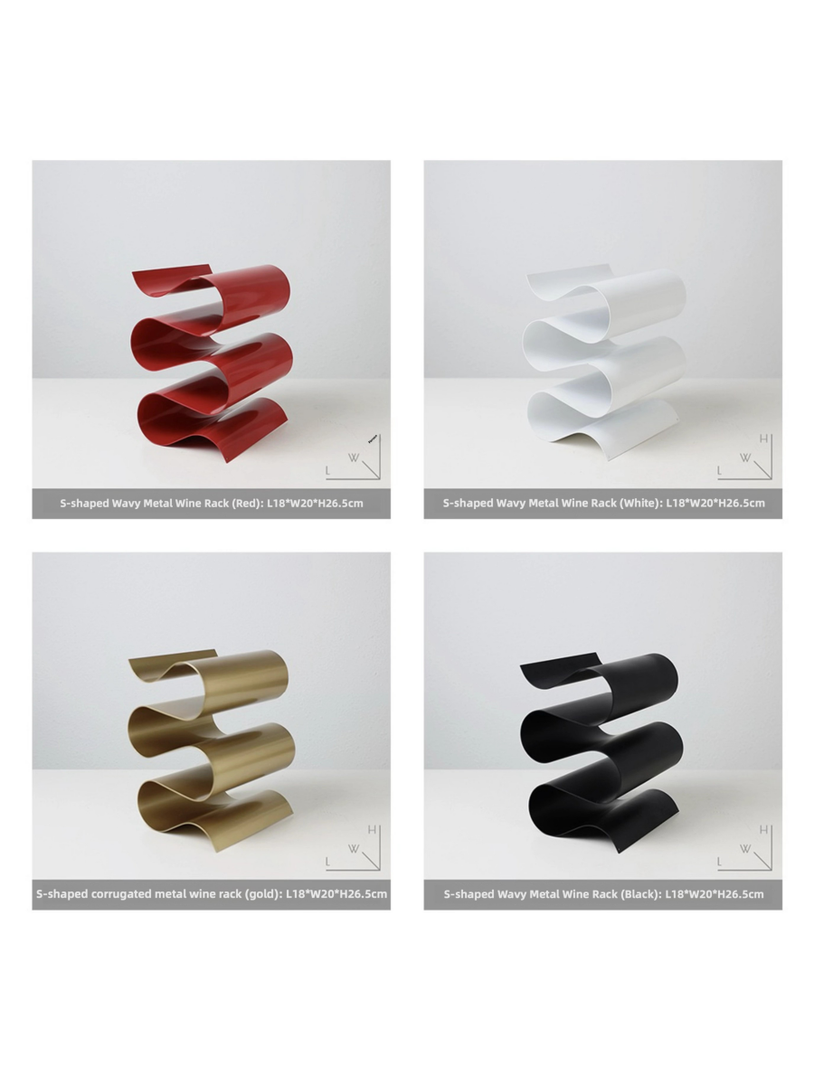 Sculptural Curved Metal Wine Rack Modern Minimalist Art for Home Bar - Chic Chambers