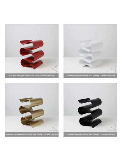 Sculptural Curved Metal Wine Rack Modern Minimalist Art for Home Bar - Chic Chambers