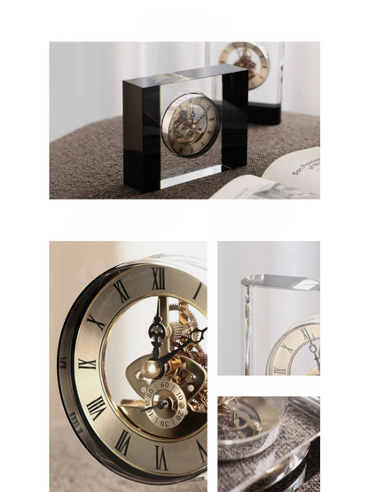 Crystal Mechanical Clock with Roman Numerals Timeless Design - Chic Chambers